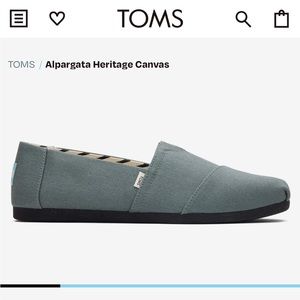 TOMS unisex Alpargata Heritage Canvas NEW! Color:  Bonsai Green